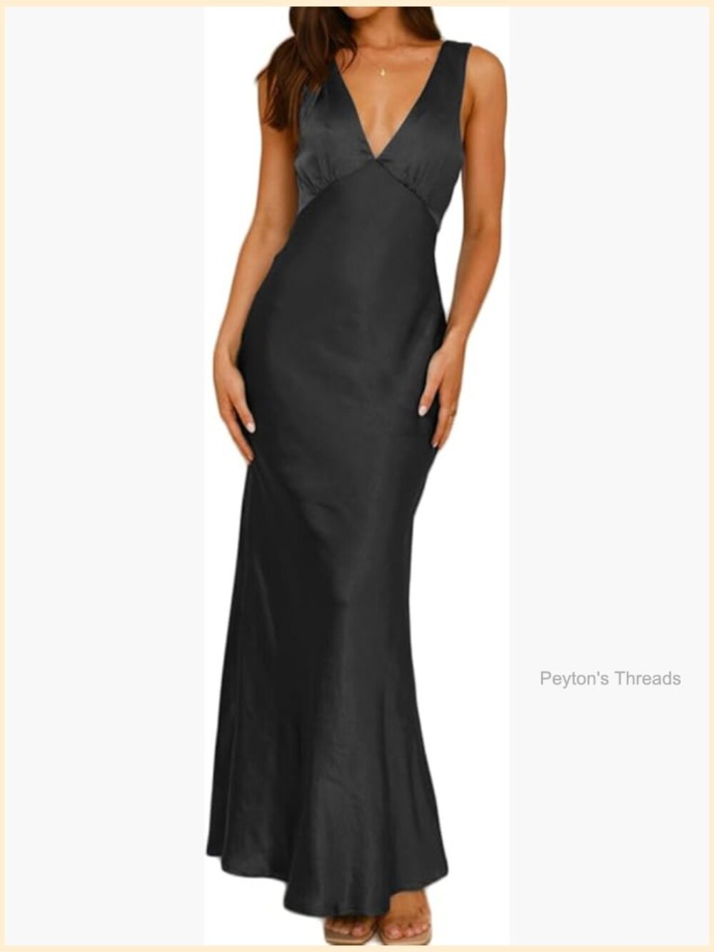 Satin V-Neck Backless Sleeveless Maxi Dress Formal Wedding Guest